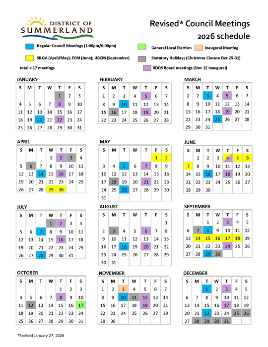 Revised 2026 Council Meeting Schedule with RDOS mtgs Revised 2026 Council Meeting Schedule with RDOS mtgs