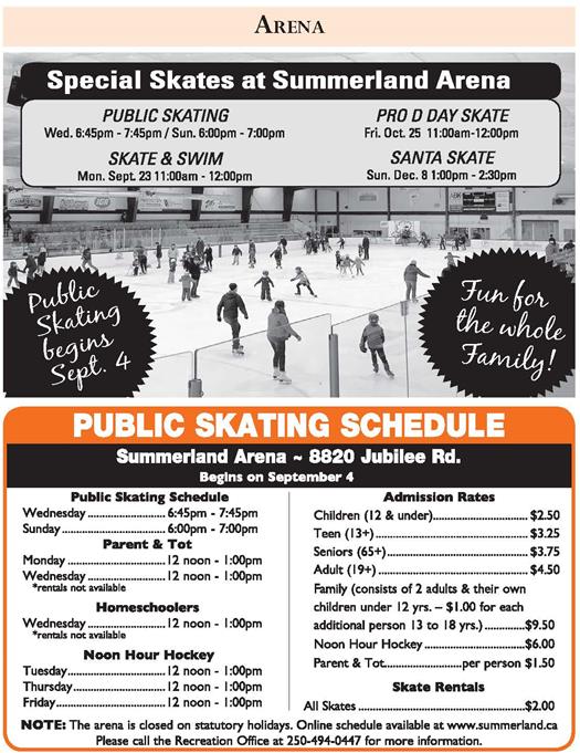 Arena Schedule Fall & Winter 2019 Arena Schedule Fall & Winter 2019