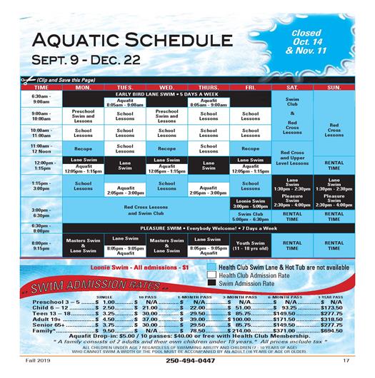 Aquatic Schedule